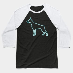 80's Gift 80s Retro Neon Sign Doberman Baseball T-Shirt